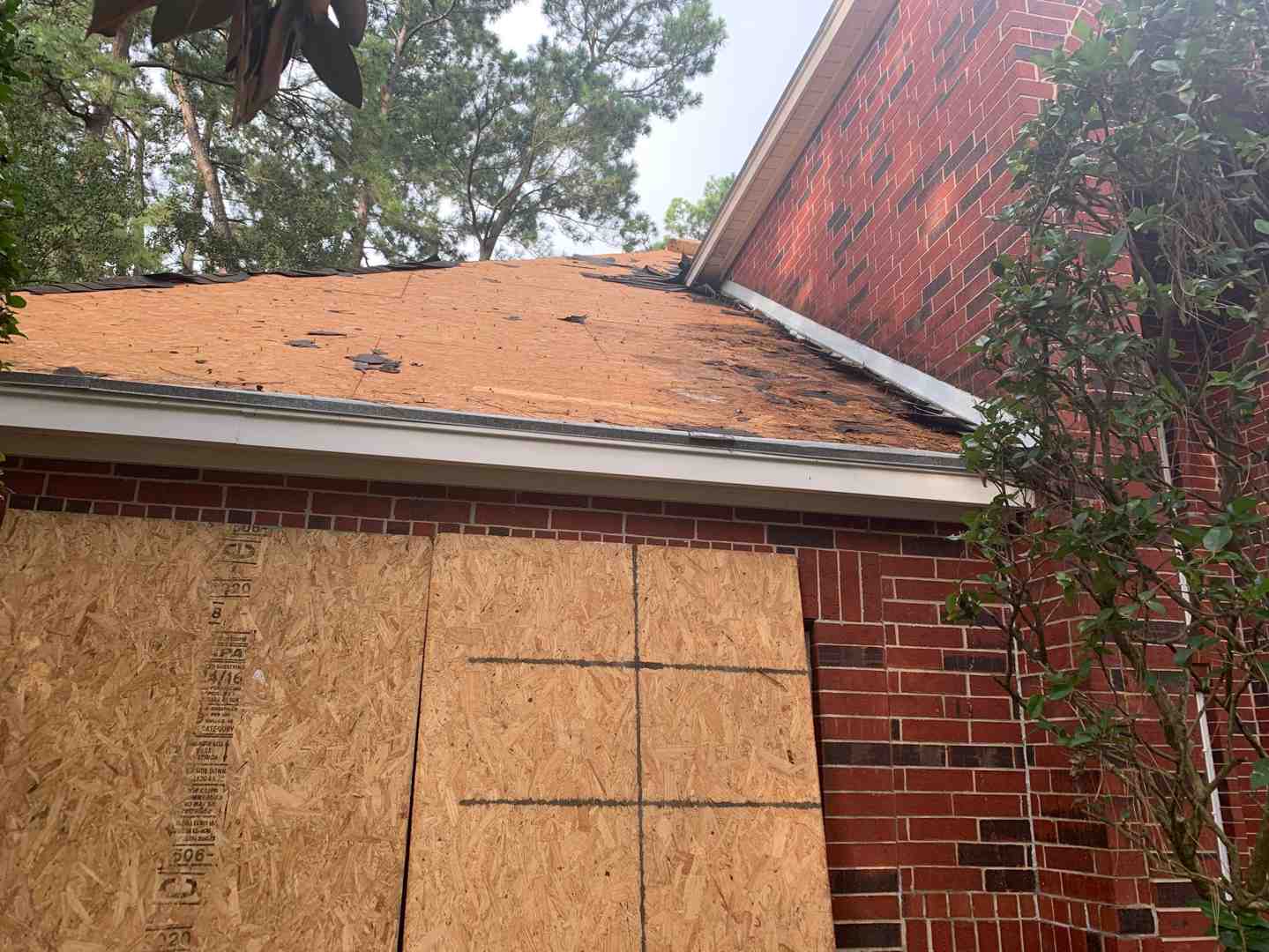 Severe roof damage following a storm in Texas